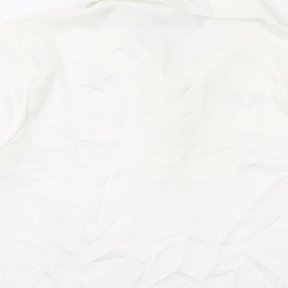 Nasty Gal Womens Ivory Polyester Basic T-Shirt Size 8 V-Neck