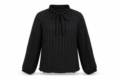 Marks & Spencer Womens Black Striped Viscose Basic Blouse Size 8 V-Neck