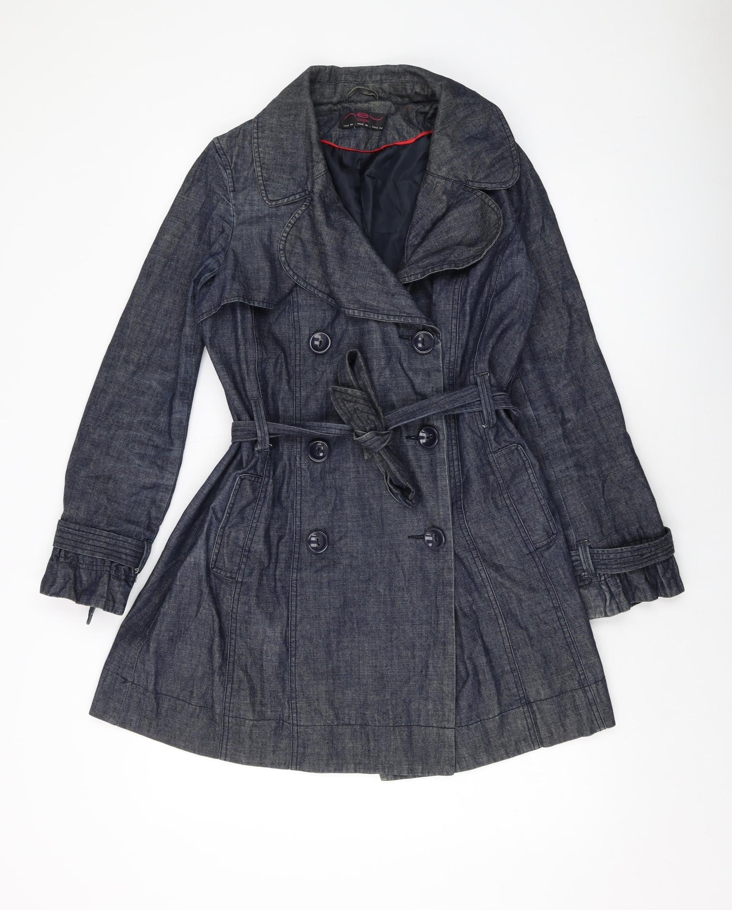 Womens UK Size 10 New Look Blue Overcoat