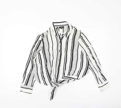 Womens UK Size 10 River Island Ivory Basic Button-Up