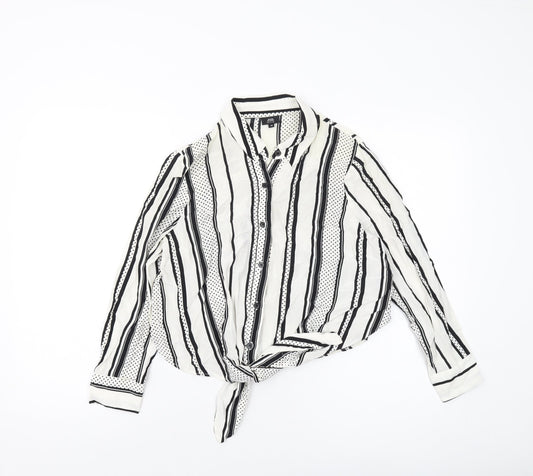Womens UK Size 10 River Island Ivory Basic Button-Up