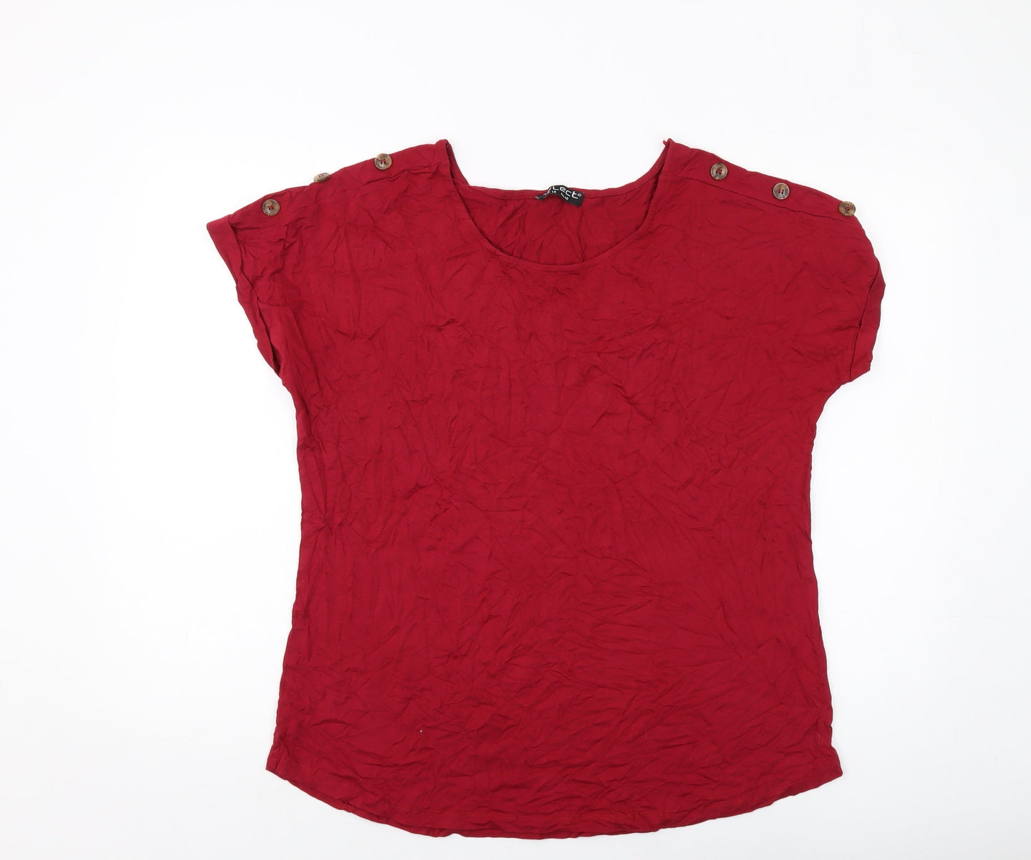 Selec Womens Red Viscose Basic T-Shirt Size 18 Round Neck