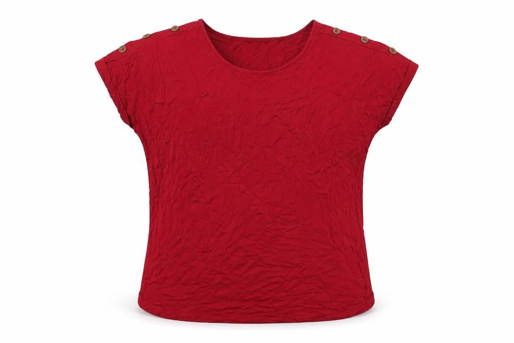 Selec Womens Red Viscose Basic T-Shirt Size 18 Round Neck