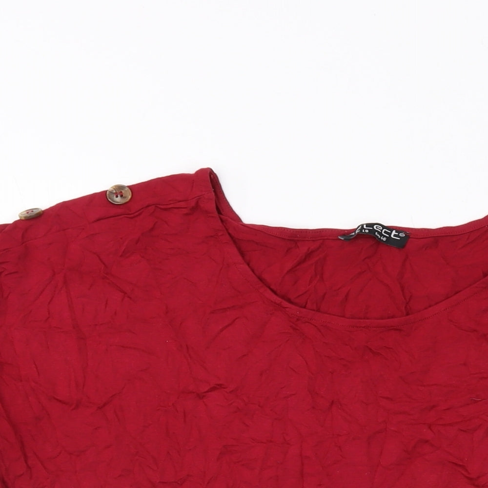 Selec Womens Red Viscose Basic T-Shirt Size 18 Round Neck