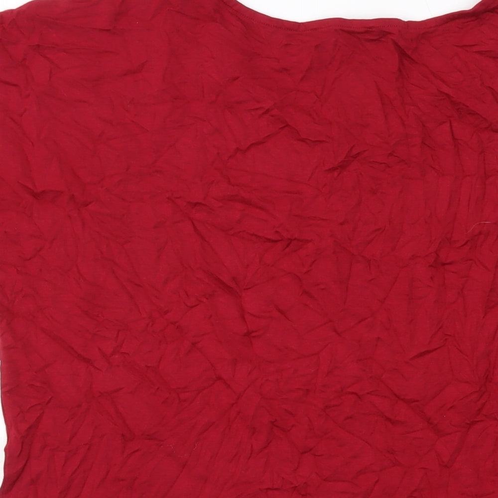 Selec Womens Red Viscose Basic T-Shirt Size 18 Round Neck