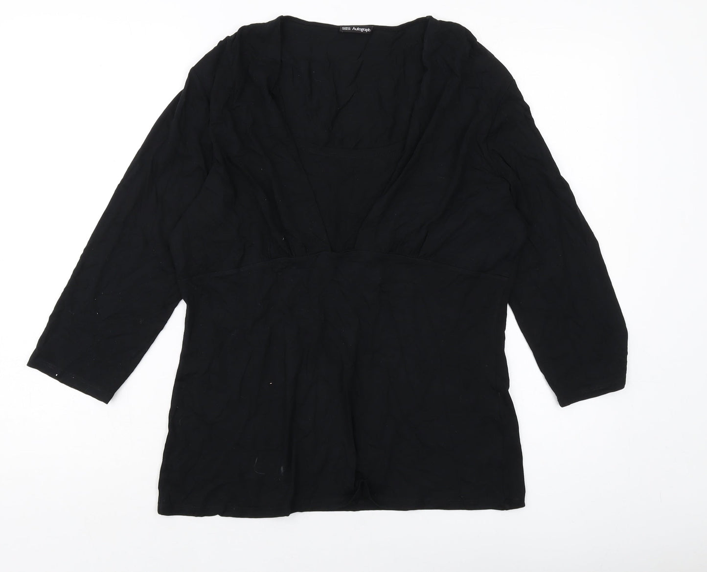 Autograph Womens Black Viscose Basic Blouse Size 18 Round Neck