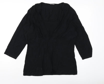 Autograph Womens Black Viscose Basic Blouse Size 18 Round Neck
