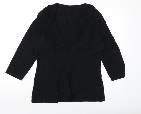 Autograph Womens Black Viscose Basic Blouse Size 18 Round Neck