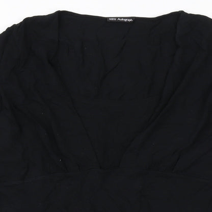 Autograph Womens Black Viscose Basic Blouse Size 18 Round Neck