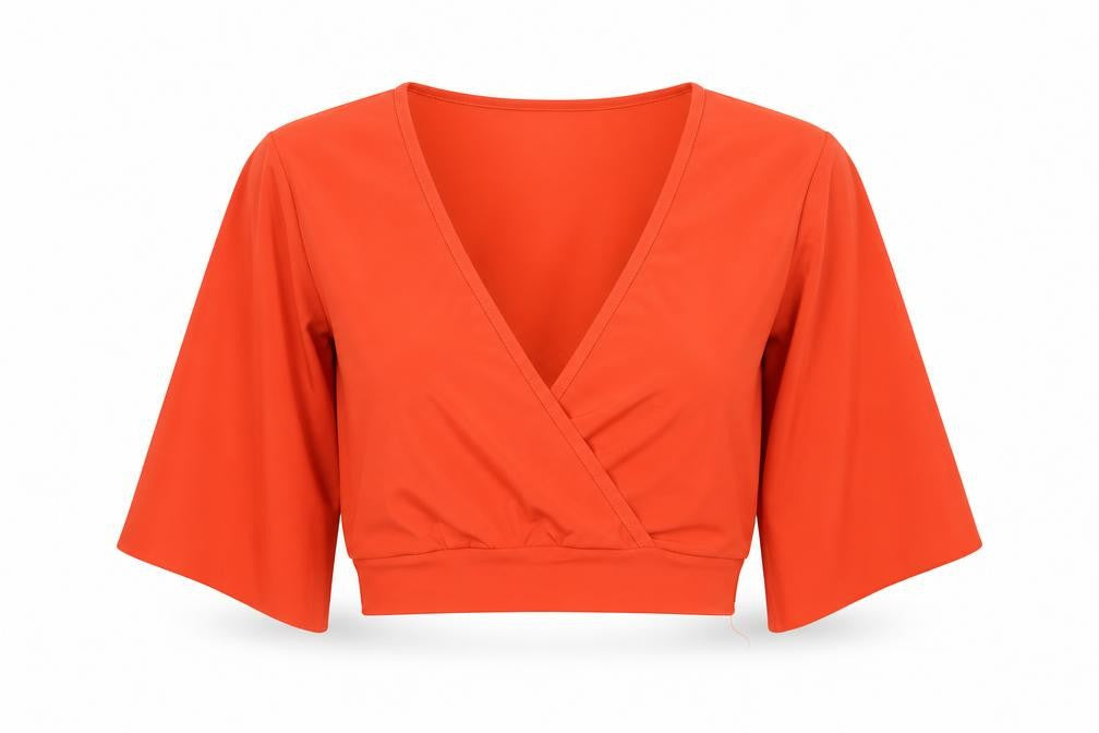 Womens UK Size 10 Nasty Gal Orange Cropped Blouse