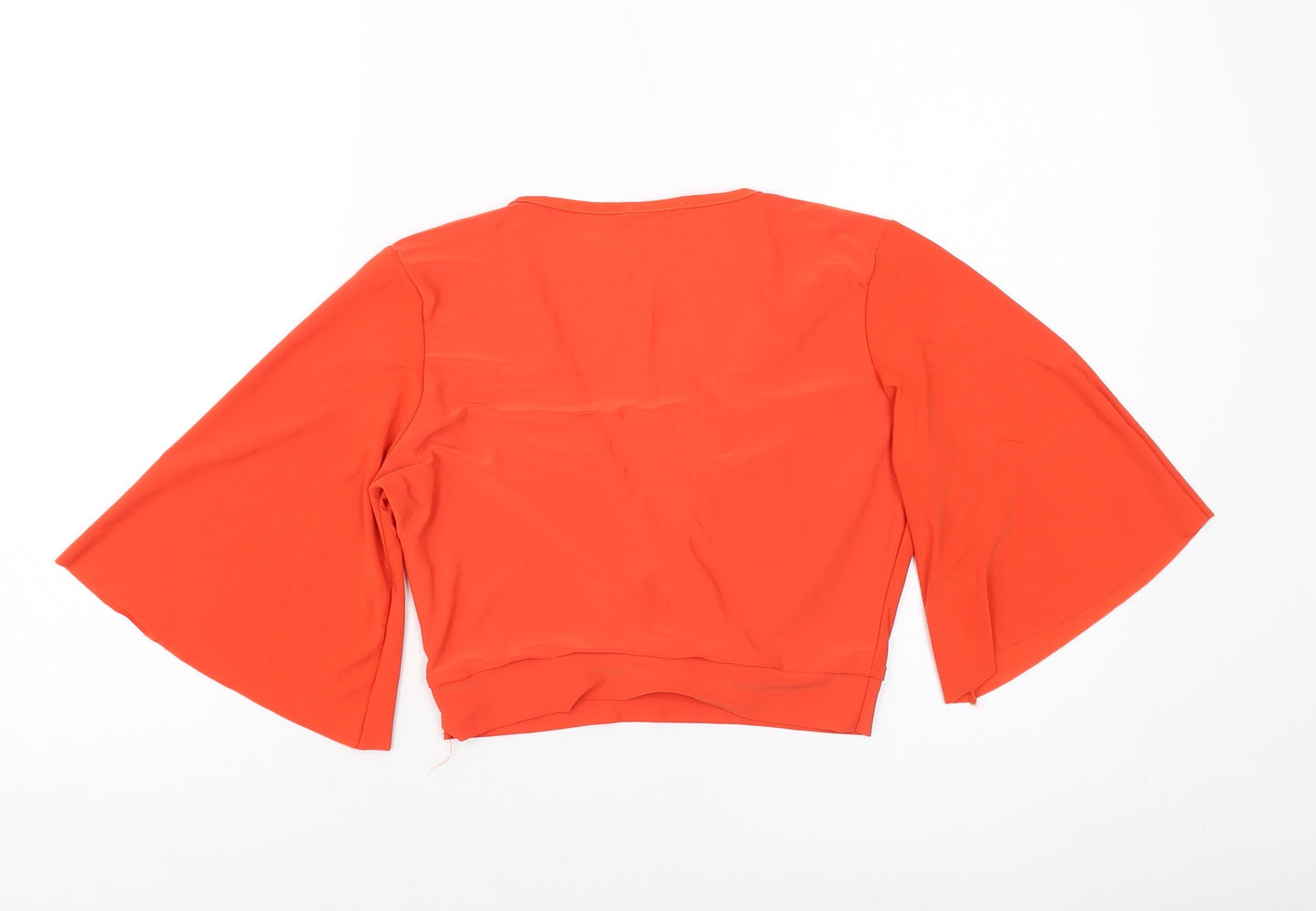 Nasty Gal Womens Orange Polyester Cropped Blouse Size 10 V-Neck
