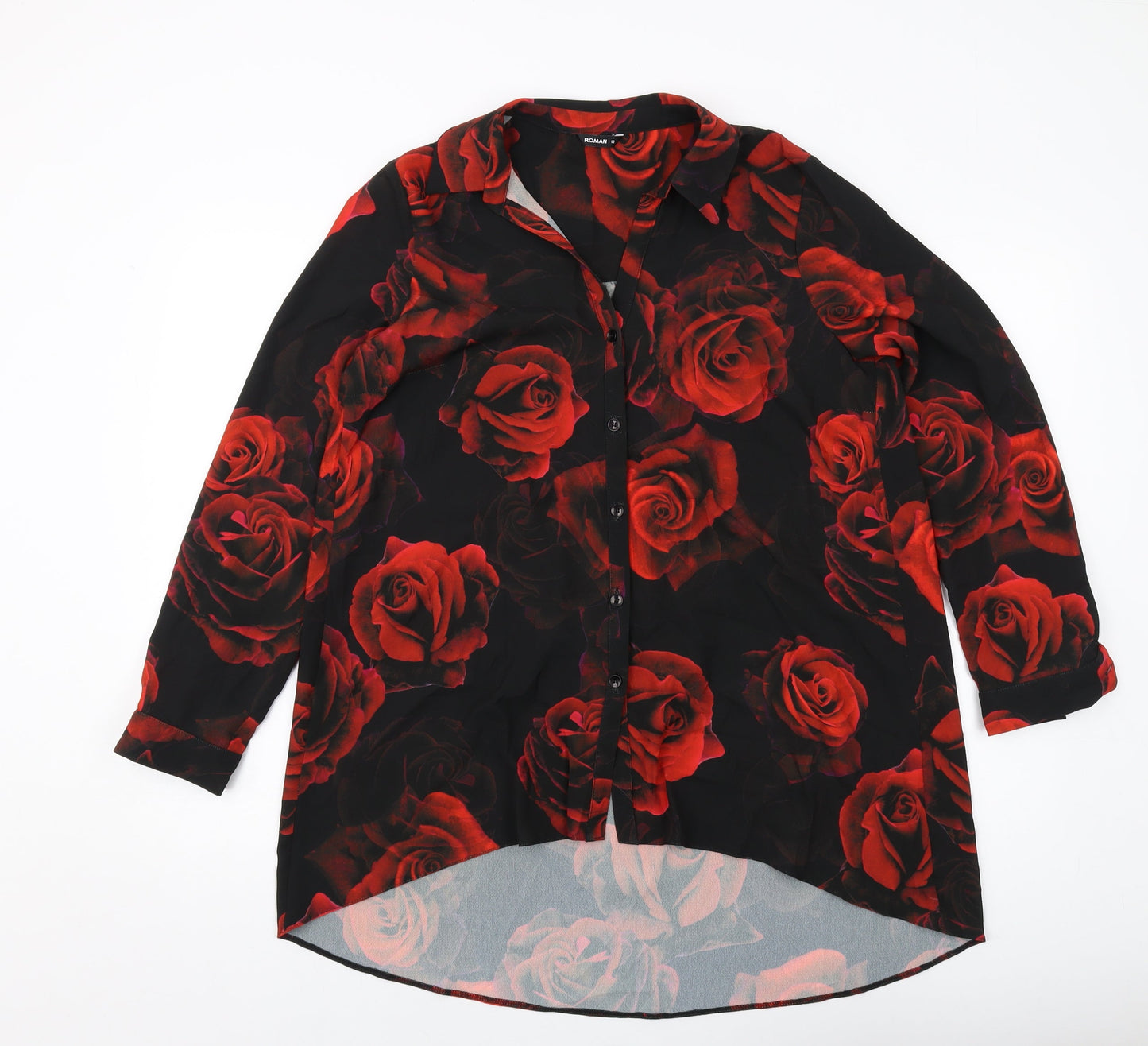 Womens UK Size 12 Roman Black Basic Blouse