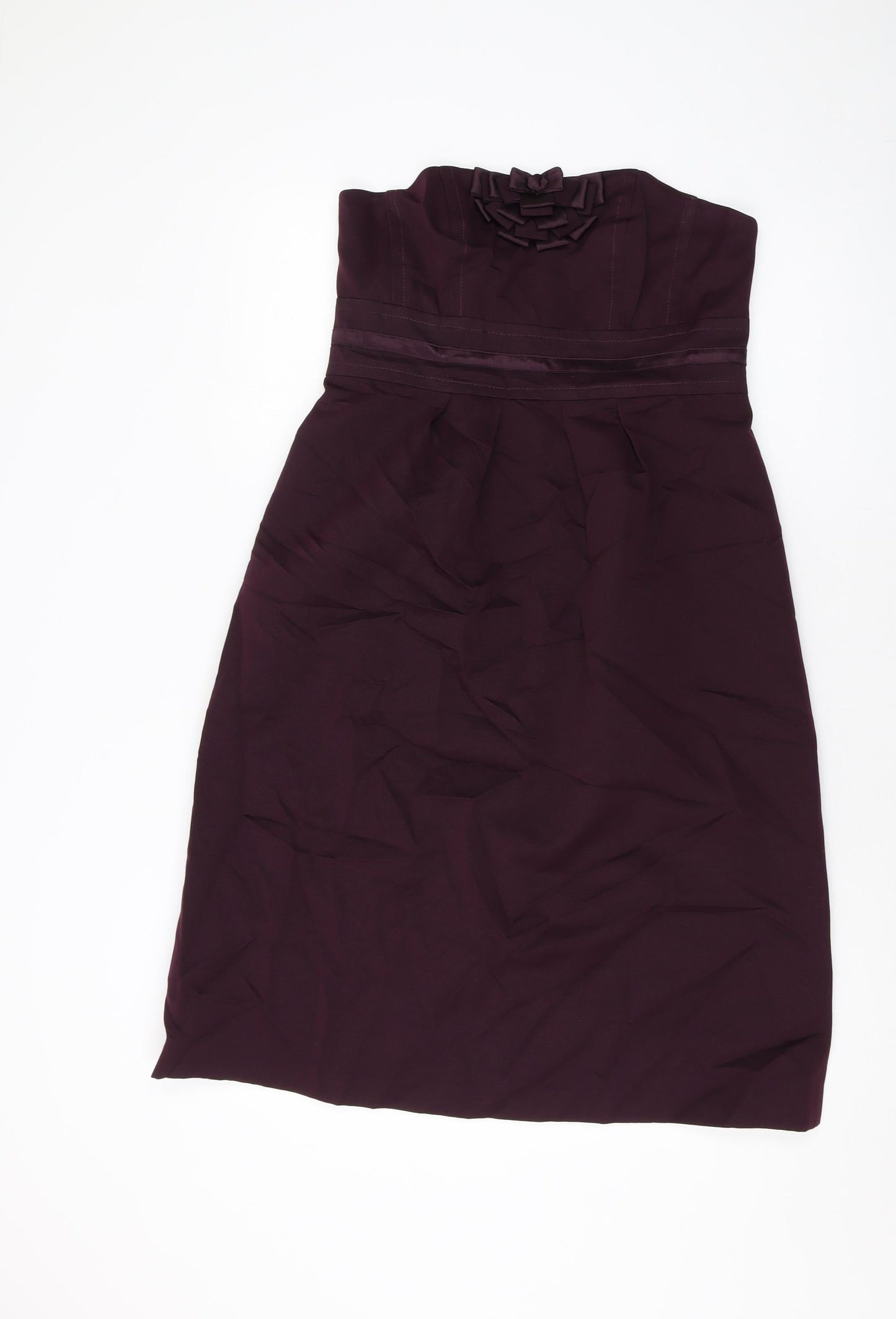 Autograph Womens Purple Cotton A-Line Size 12 Off the Shoulder Zip