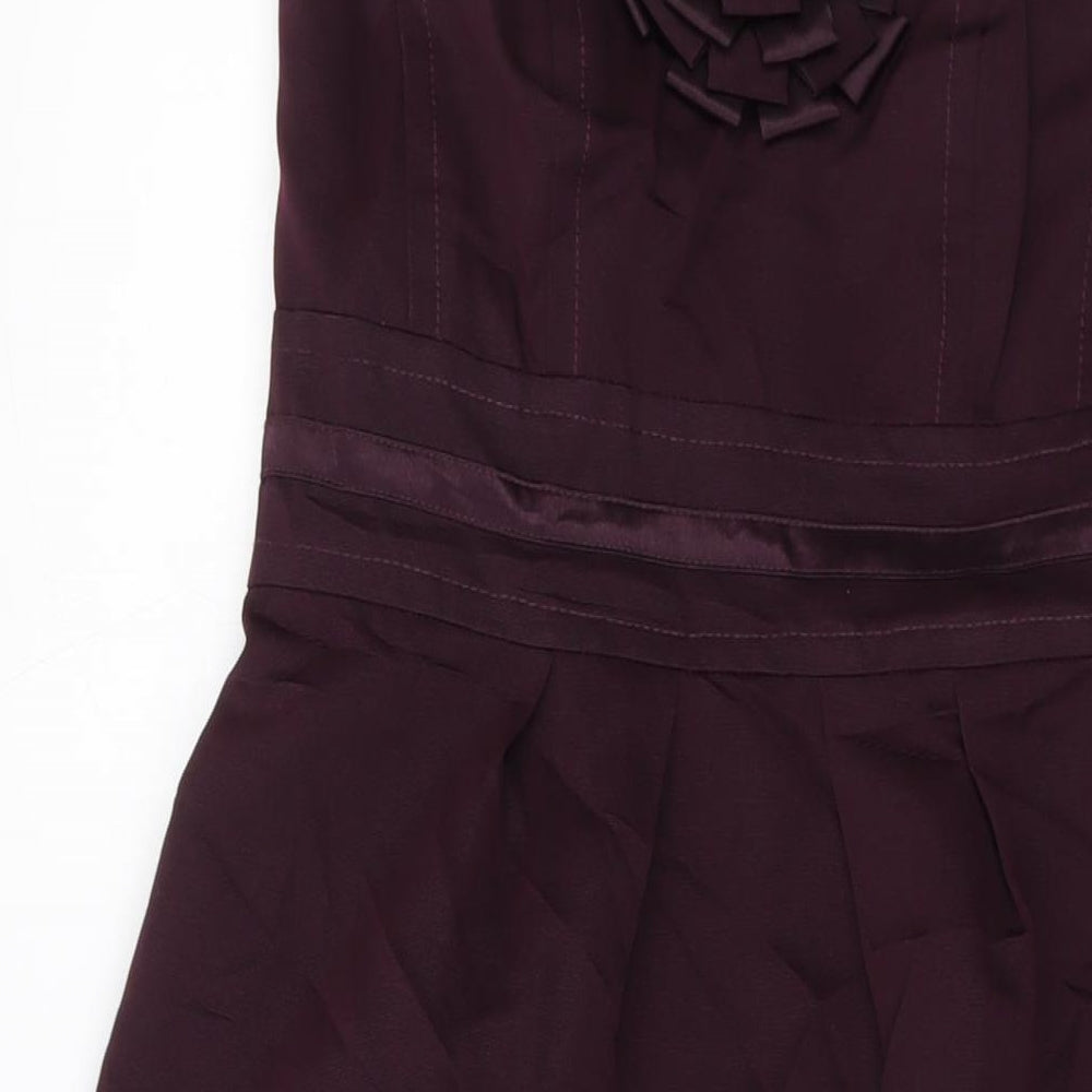 Autograph Womens Purple Cotton A-Line Size 12 Off the Shoulder Zip