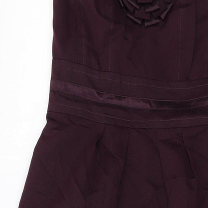 Autograph Womens Purple Cotton A-Line Size 12 Off the Shoulder Zip