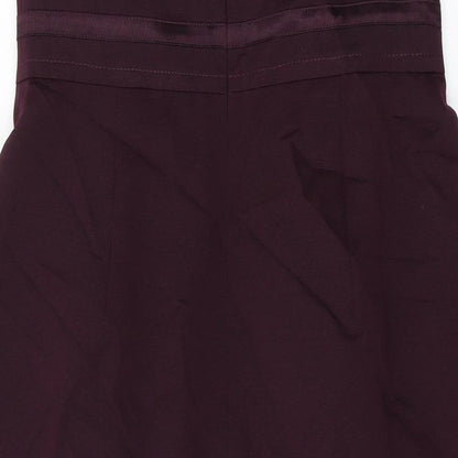 Autograph Womens Purple Cotton A-Line Size 12 Off the Shoulder Zip