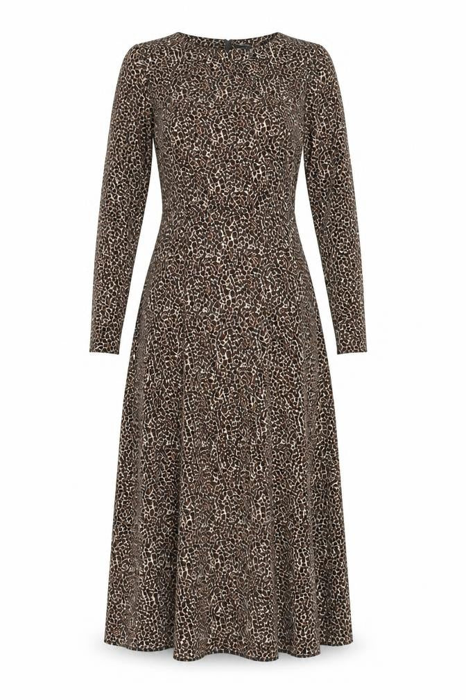 ASOS Womens Brown Animal Print Polyester A-Line Size 10 Square Neck Zip