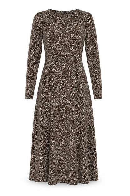 ASOS Womens Brown Animal Print Polyester A-Line Size 10 Square Neck Zip