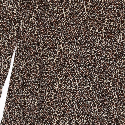 ASOS Womens Brown Animal Print Polyester A-Line Size 10 Square Neck Zip