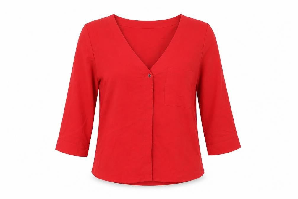 Womens UK Size 10 New Look Red Basic Blouse