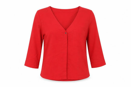 Womens UK Size 10 New Look Red Basic Blouse
