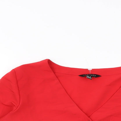 Womens UK Size 10 New Look Red Basic Blouse