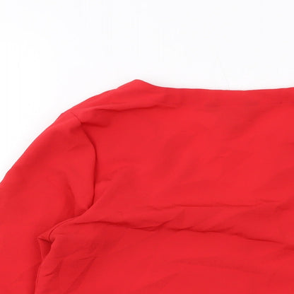 Womens UK Size 10 New Look Red Basic Blouse