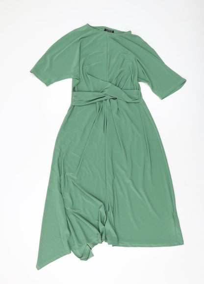 Topshop Womens Green Polyester A-Line Size 8 Round Neck Pullover