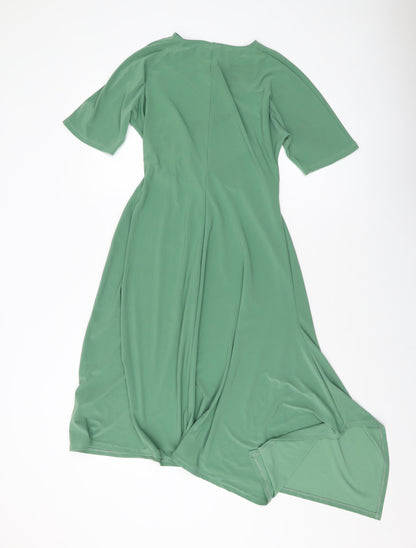 Topshop Womens Green Polyester A-Line Size 8 Round Neck Pullover