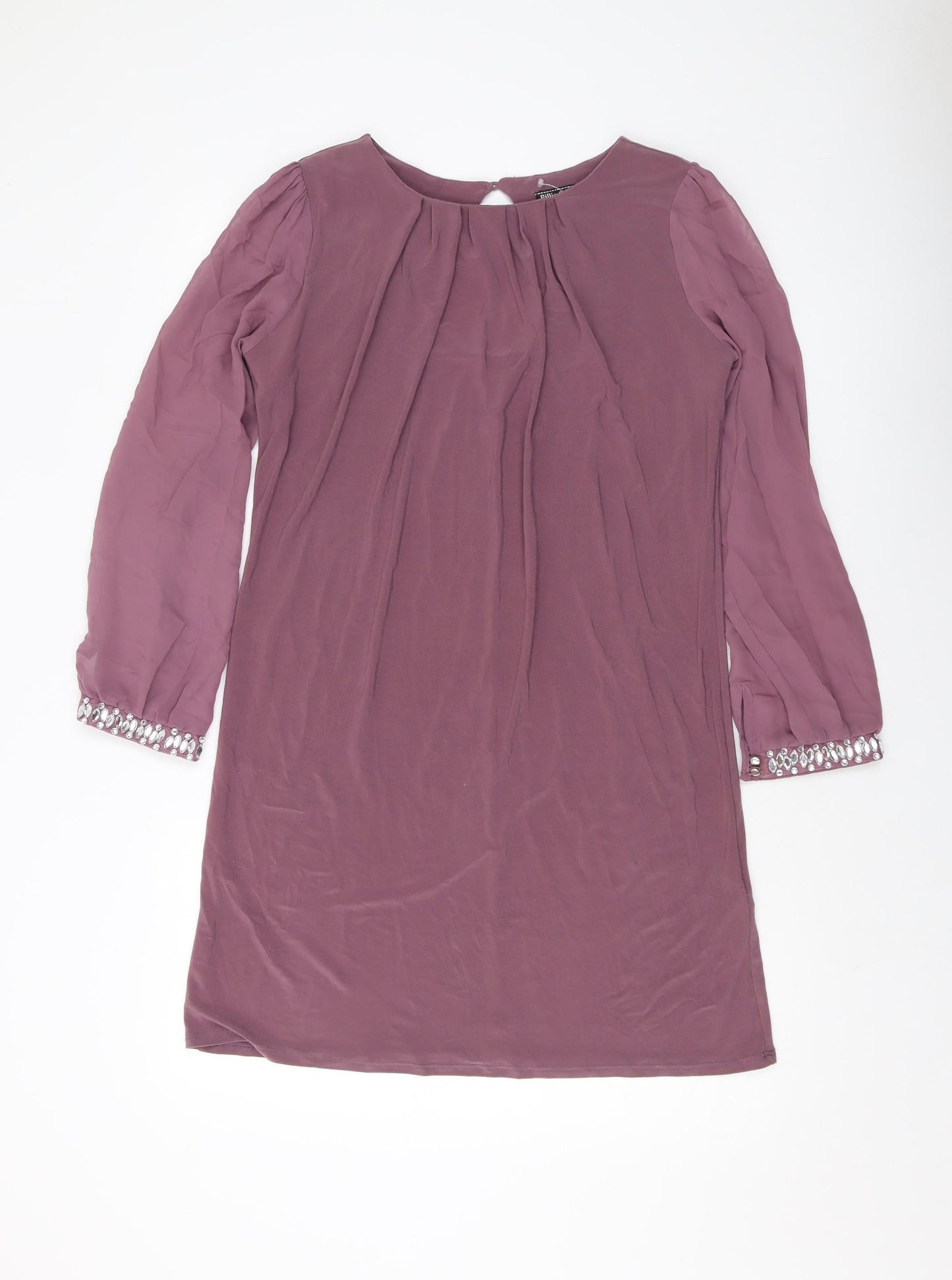 Dorothy Perkins Womens Pink Polyester A-Line Size 10 Round Neck Button