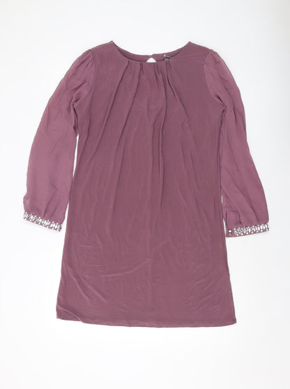 Dorothy Perkins Womens Pink Polyester A-Line Size 10 Round Neck Button