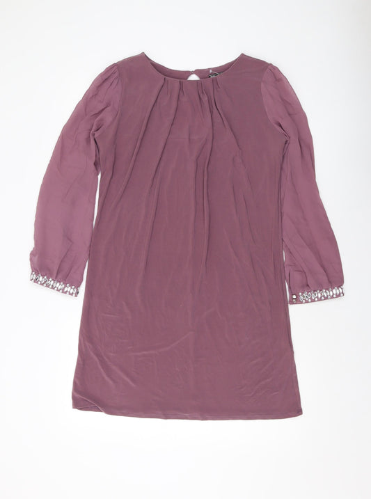 Dorothy Perkins Womens Pink Polyester A-Line Size 10 Round Neck Button