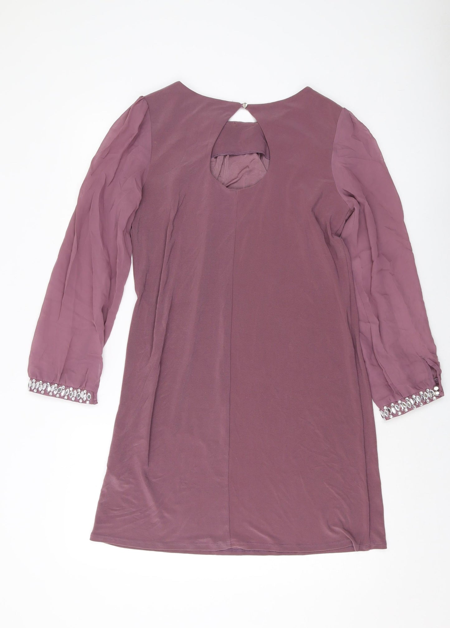 Dorothy Perkins Womens Pink Polyester A-Line Size 10 Round Neck Button