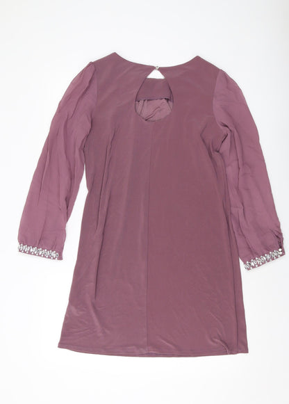 Dorothy Perkins Womens Pink Polyester A-Line Size 10 Round Neck Button