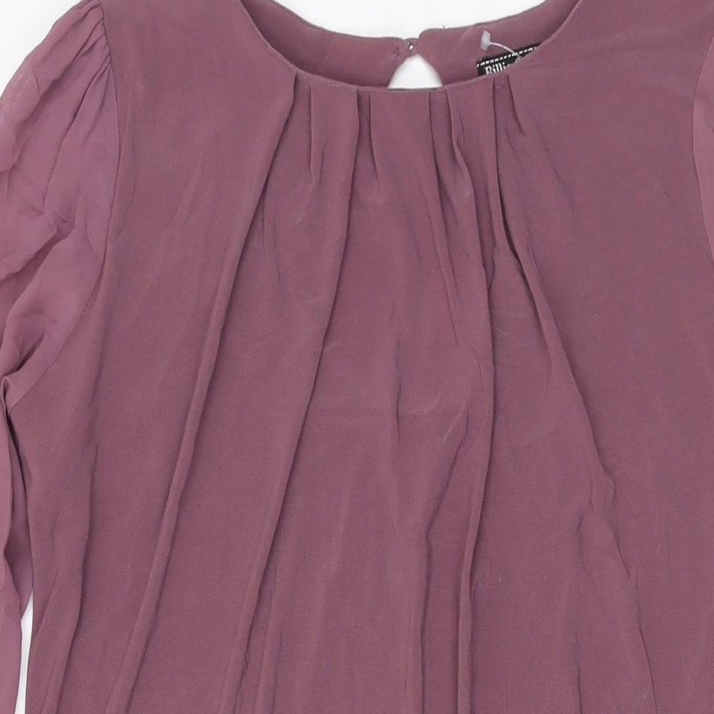 Dorothy Perkins Womens Pink Polyester A-Line Size 10 Round Neck Button