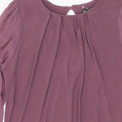 Dorothy Perkins Womens Pink Polyester A-Line Size 10 Round Neck Button