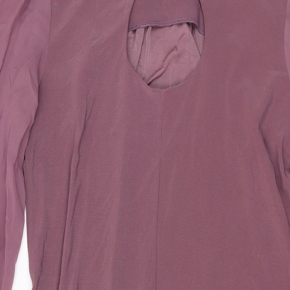 Dorothy Perkins Womens Pink Polyester A-Line Size 10 Round Neck Button