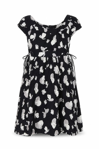 To[psho[ Womens Black Geometric Viscose A-Line Size 8 Round Neck Button