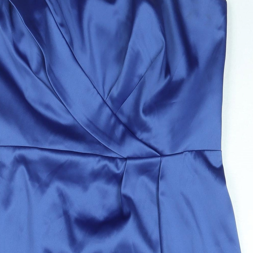 Bravissimo Womens Blue Polyester Shift Size 14 Square Neck Zip