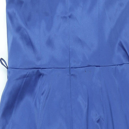 Bravissimo Womens Blue Polyester Shift Size 14 Square Neck Zip