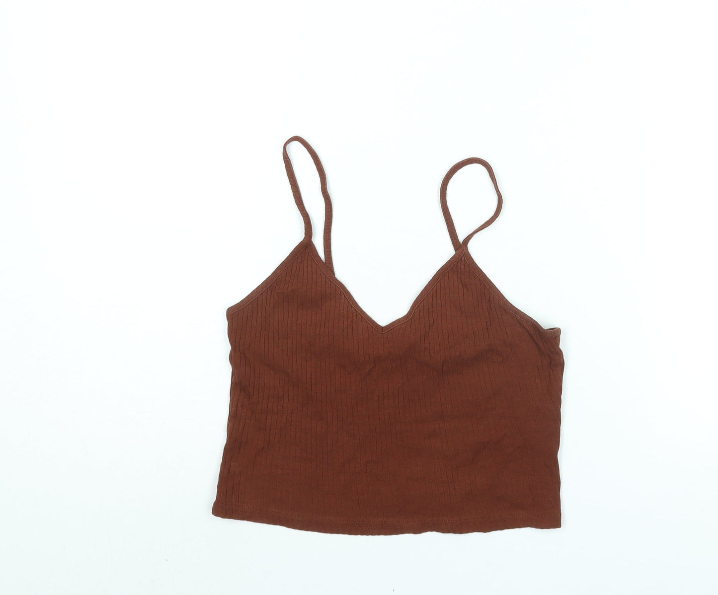 Womens UK Size 10 Topshop Brown Cropped Tank