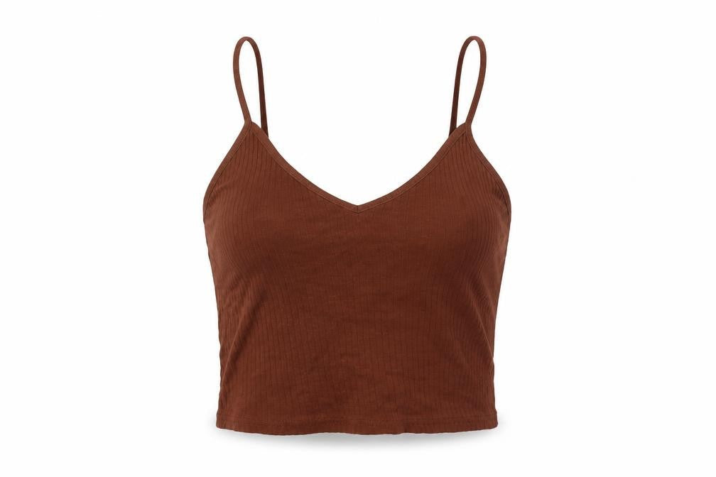 Womens UK Size 10 Topshop Brown Cropped Tank