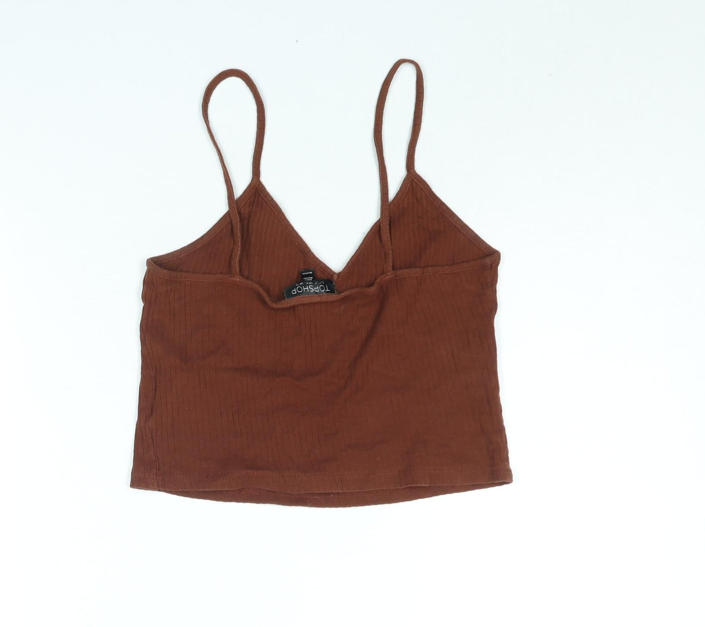 Womens UK Size 10 Topshop Brown Cropped Tank