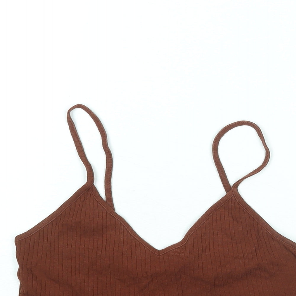 Womens UK Size 10 Topshop Brown Cropped Tank