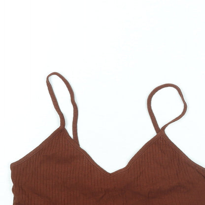 Womens UK Size 10 Topshop Brown Cropped Tank