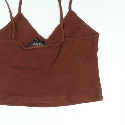 Womens UK Size 10 Topshop Brown Cropped Tank