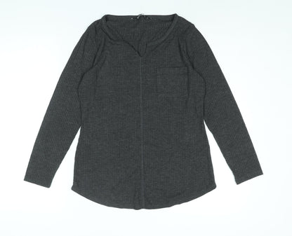 Bonmarché Womens Green Polyester Basic T-Shirt Size 12 V-Neck - Ribbed