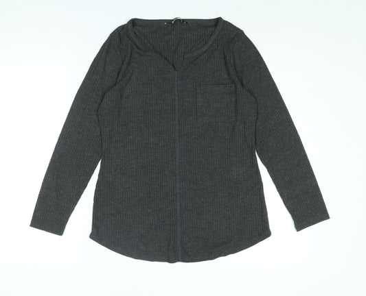 Bonmarché Womens Green Polyester Basic T-Shirt Size 12 V-Neck - Ribbed