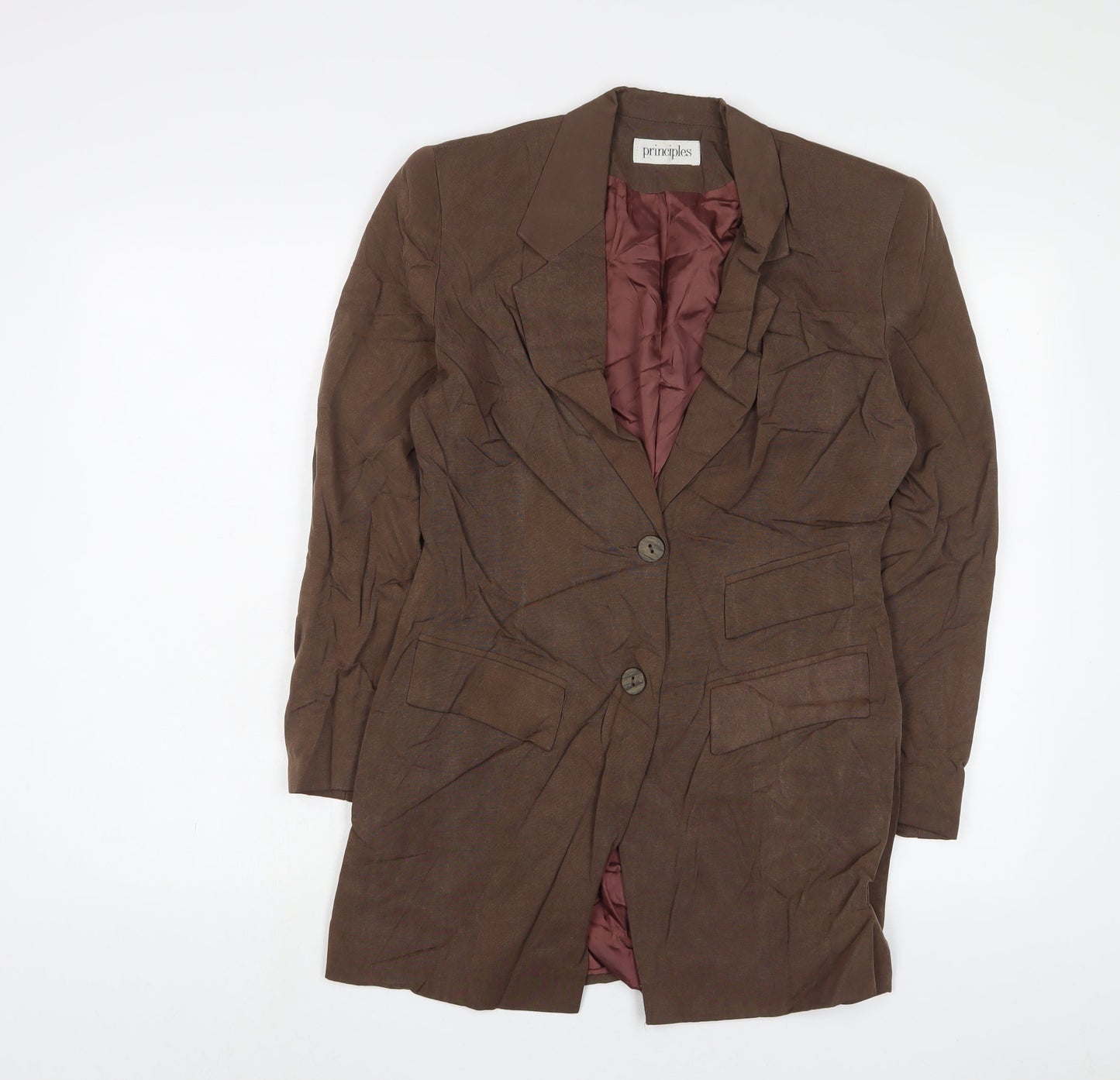 Principles Womens Brown Jacket Blazer Size 10 Button