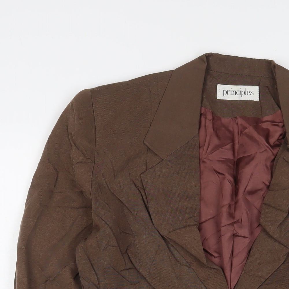 Principles Womens Brown Jacket Blazer Size 10 Button